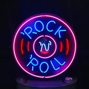 rock n roll,neon,sign,rock,roll,neon sign,vintage,retro,mancave,man cave,man,cave