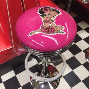 betty,boop,pink,bar,stool,stools,bar stool,mancave,man,cave,vintage,retro,seat,shed,chair