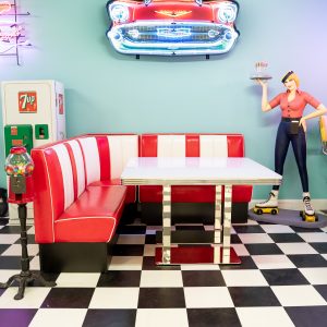 American Retro Diner Booth Red & White L-Shape Set