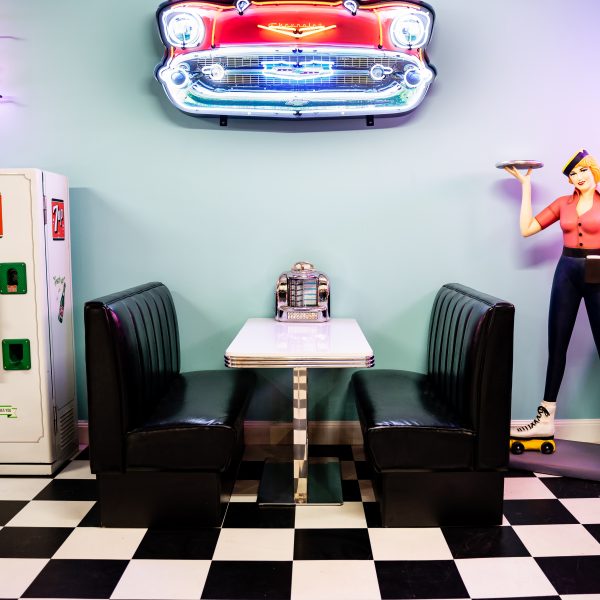 American Retro Black Diner Booth Set