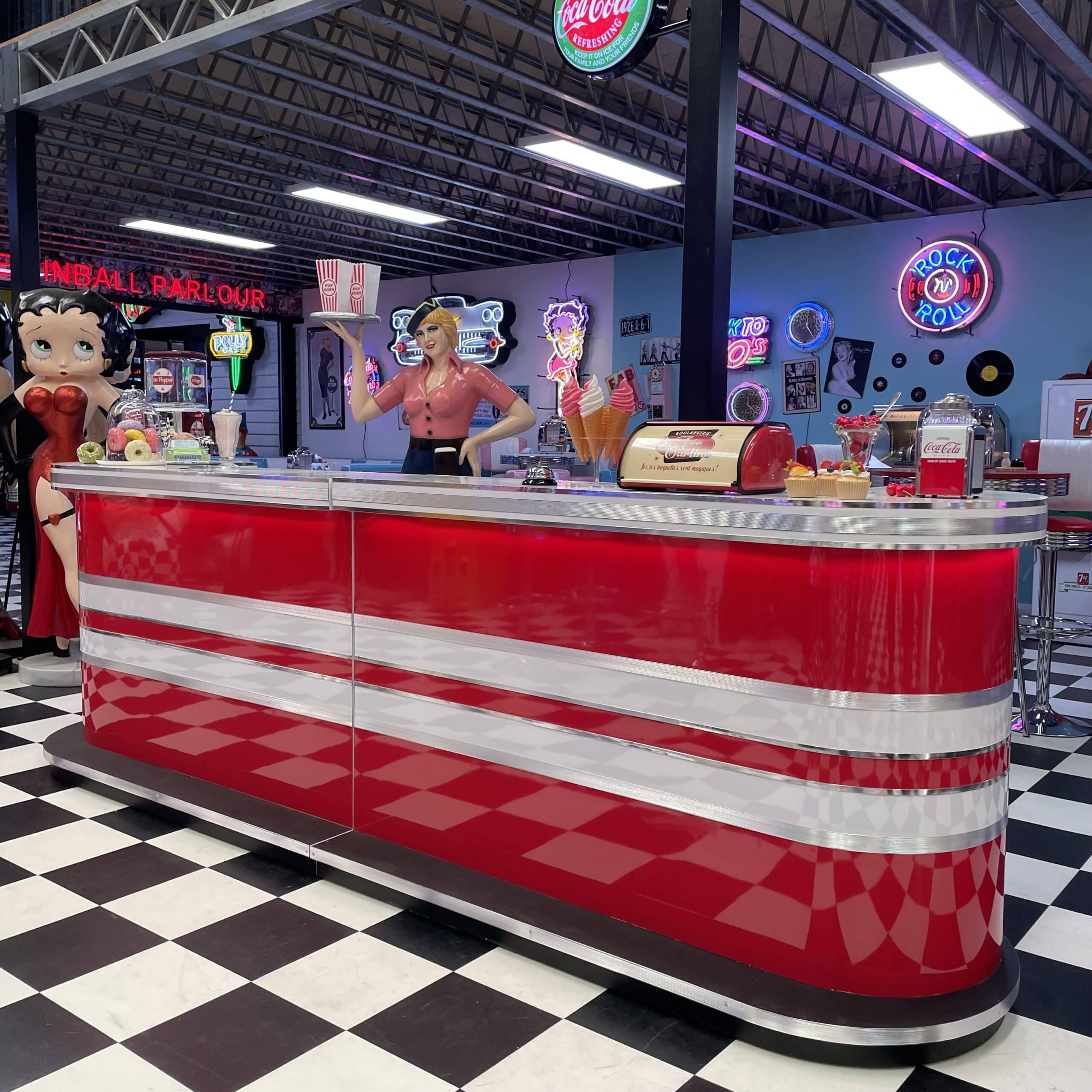 American Retro Red and White Diner Bar