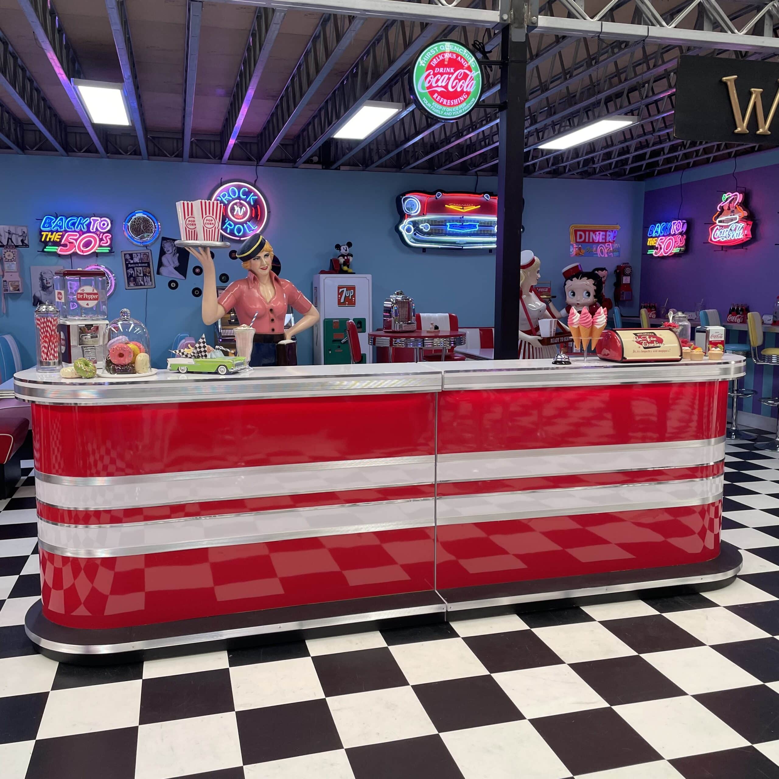 American Retro Red and White Diner Bar - Image 2