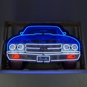chevelle grill neon sign in steel can