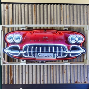 corvette c1 grill neon sign in steel can